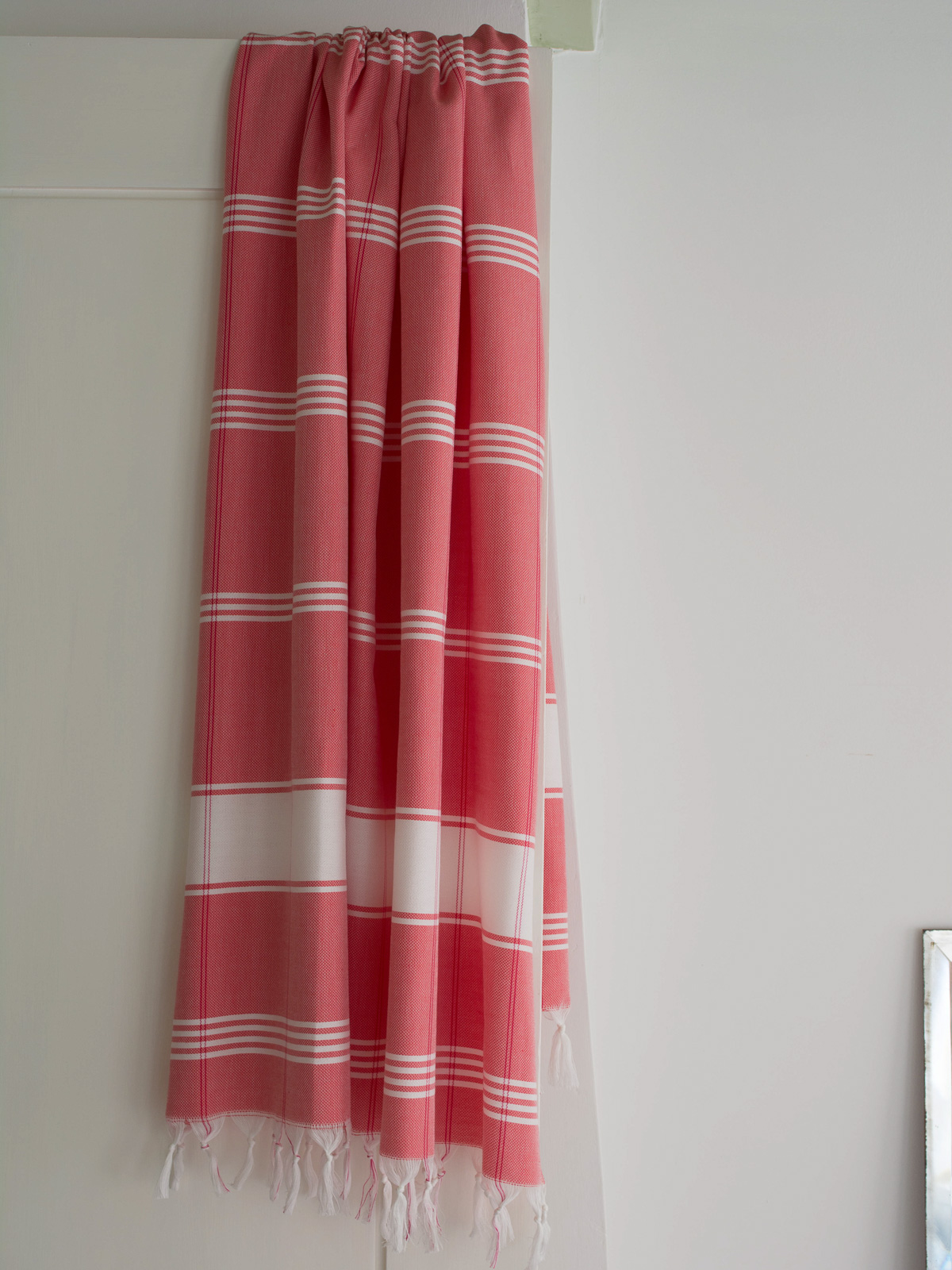 hammam towel checkered coral red/white